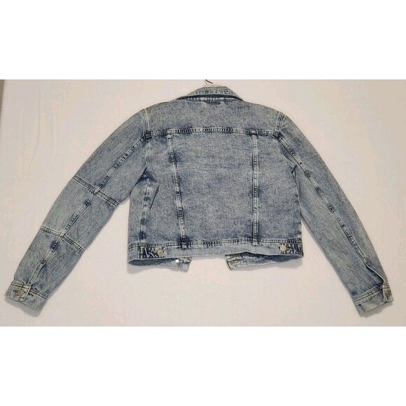 Free People Rumors Acid Washed Indigo Denim Jean Trucker Jacket Medium - Picture 12 of 15